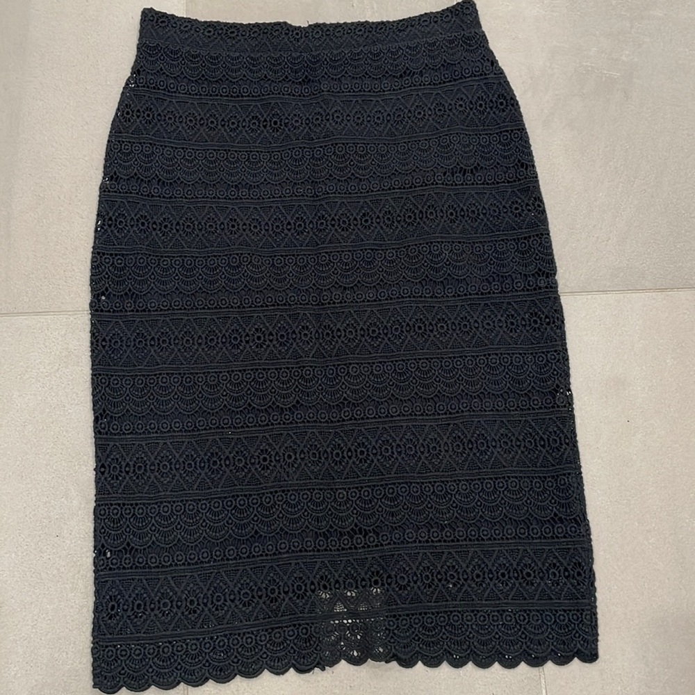 Zara black crochet pencil skirt